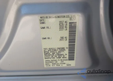 2017 Nissan Altima 2.5 S from USA, damaged, VIN 1N4AL3APXHC228368